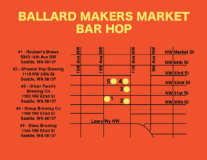 Ballard Makers Market & Bar Hop Map